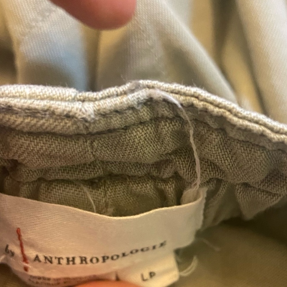 Anthropologie High Rise Paperbag Crop Pull On Cargo Wide Leg Green Pants LP - Picture 5 of 5